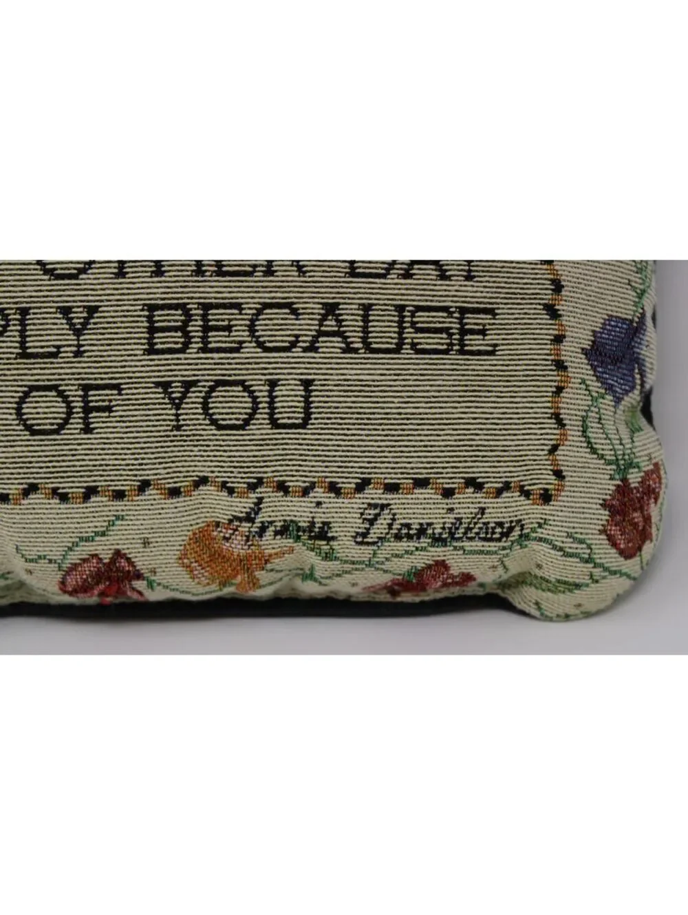 Vintage Tapestry Accent Pillow Annie Danielson Floral Quote Decor Farmhouse